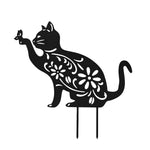 Metal Cat Silhouette Garden Ornament Outdoor Garden Decor