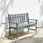 Outsunny 2 Seater Plastic Garden Bench, Outdoor Patio Furniture, Grey