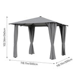 3m X 3m Outdoor Metal Gazebo With Pa-coated Canopy, Solar Led Lights & Remote