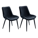 Set Of 2/4 Velvet Dining Chairs With Quilted Design, Wooden Frame, And Metal Legs | Set of 2 | Black