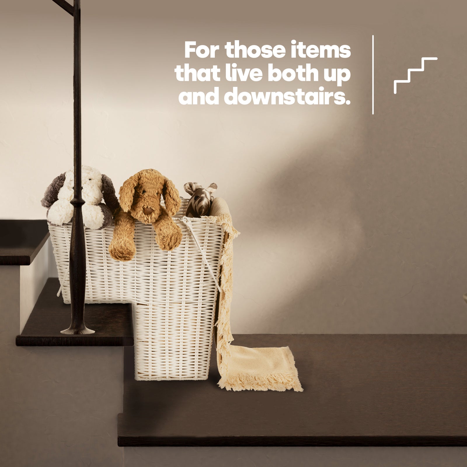 Stair Storage Basket - White