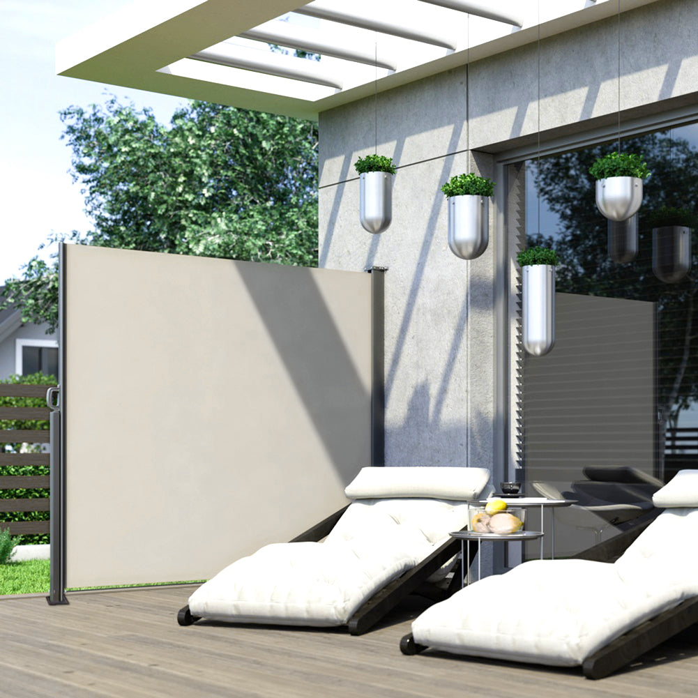 Outdoor Retractable Privacy Side Awning | Medium | Beige
