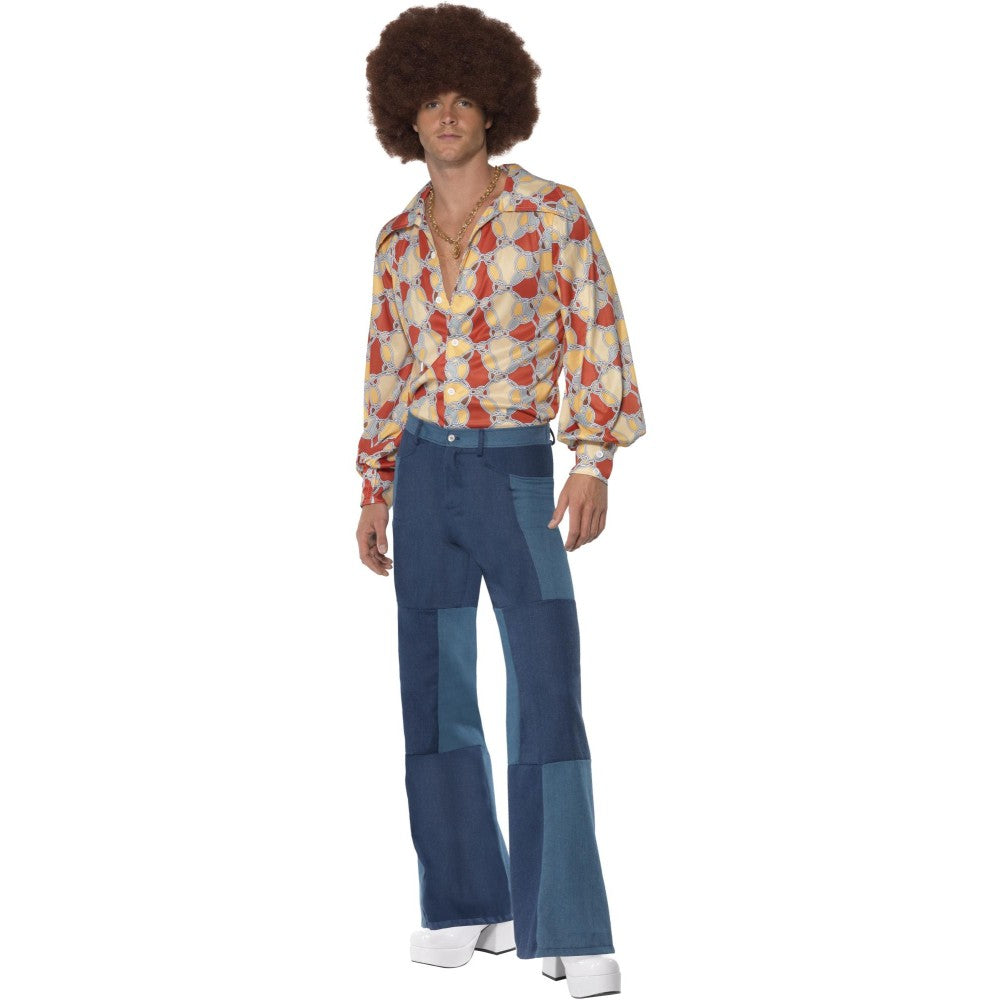 Men's Patchwork Flares, Denim Look | Large