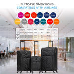 Lightweight 4 Wheel 800d Soft Case Quilted Suitcases Set Of 3 Anti Crack - Cabin & Hold Luggage 100+ Airlines Approved | Set of 3 | Black