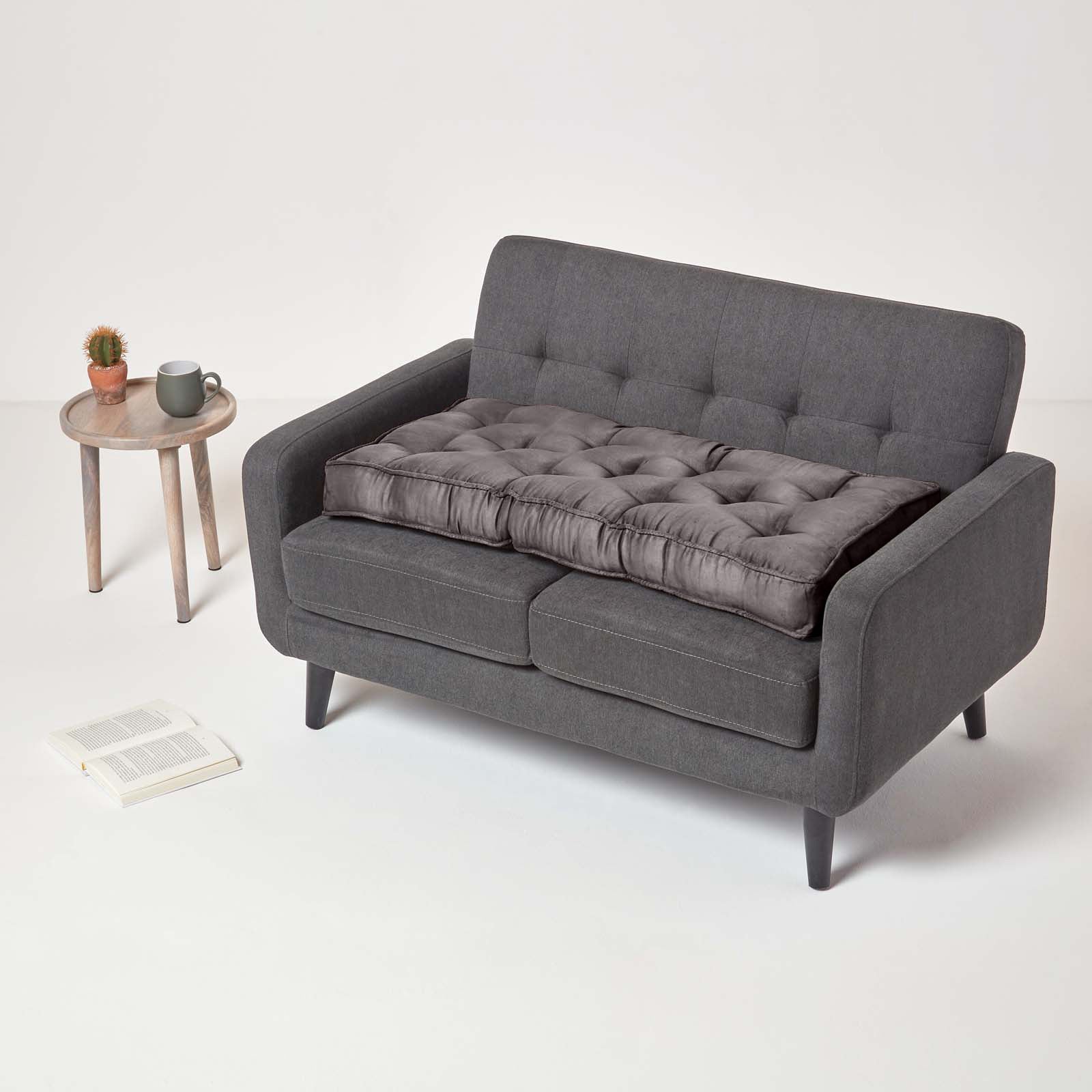 Faux Suede 2 Seater Booster Cushion | 50cm x 100cm | Grey