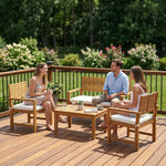 4 Seater Wooden Garden Furniture Set With Loveseat, Chairs, Table | White
