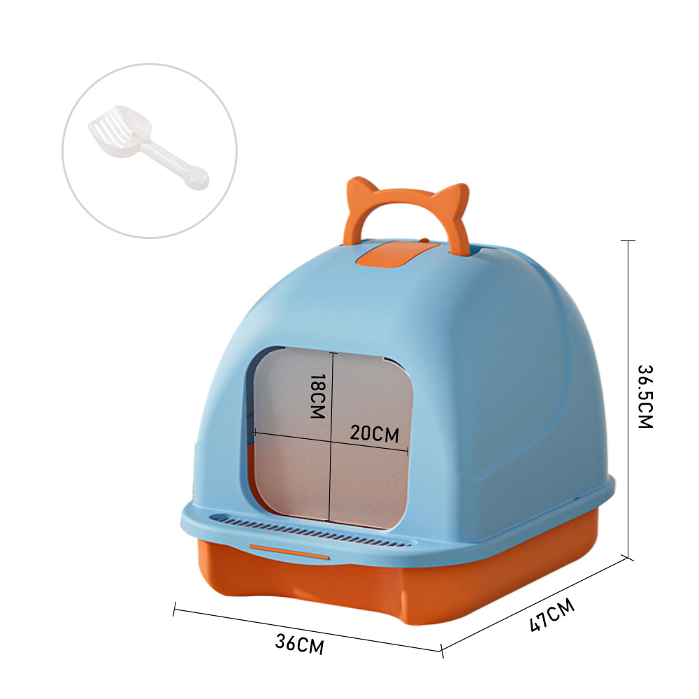Durable Pp Cat Litter Box With Handle And Scoop Portable | Blue