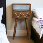 Solid Wood Mini Geo Brass Bedside
