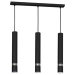 Joker Contemporary Pendant Lamp 3xgu10 Hand Made Cylindrical Style Light Finished In Matt Black With Chrome Detail