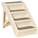 Four-step Foldable Pet Stairs W/ Non-slip Mats, For S, Xs Dogs | Beige