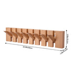 Wall-mounted Solid Wood Coat Rack With 6/8 Flip-down Hooks, Piano Key Design | Large | Natural