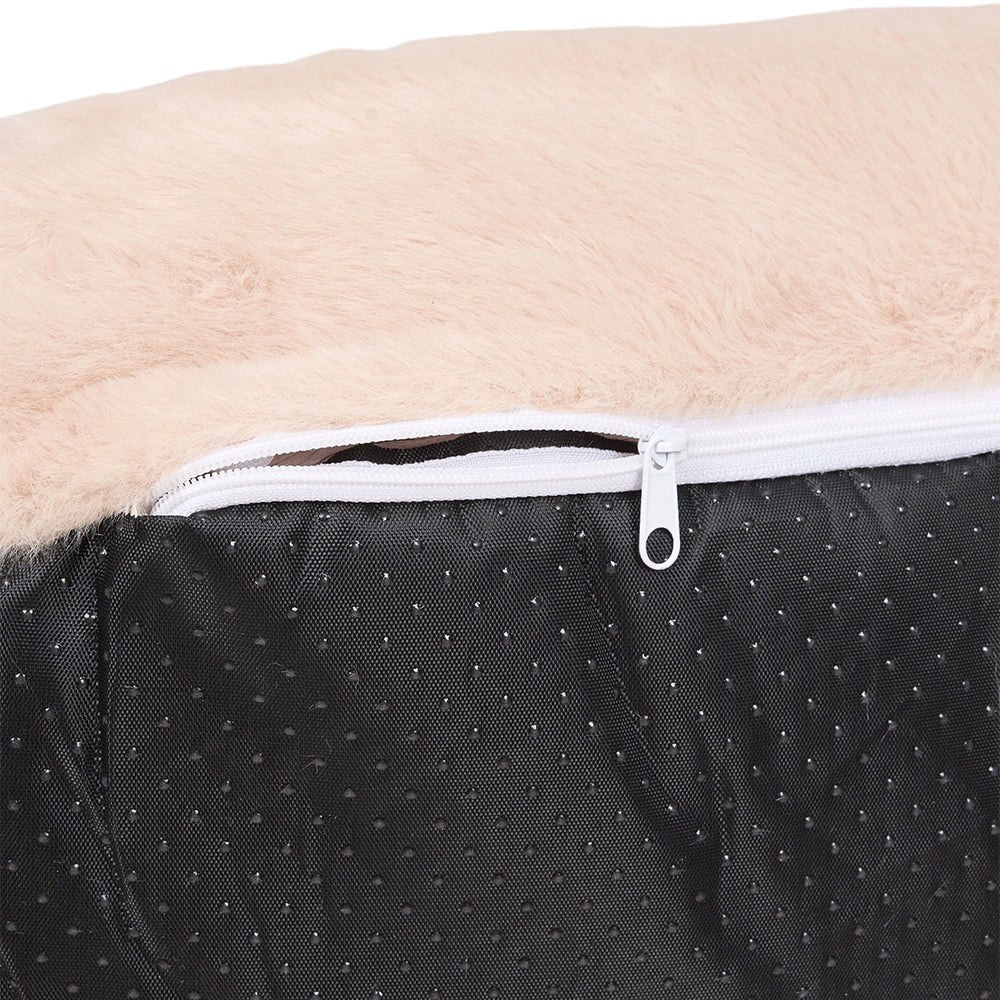 65cm W Plush Pet Sofa Bed – Crystal Fleece With Pearl Cotton Filling, Non-slip, Removable & Washable Cover | Light Brown
