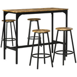 5 Piece Bar Table And Stools Set With Metal Frame | Brown