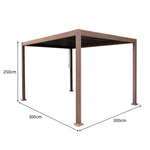 Wood Effect Aluminium Pergola | 3m x 3m | Brown