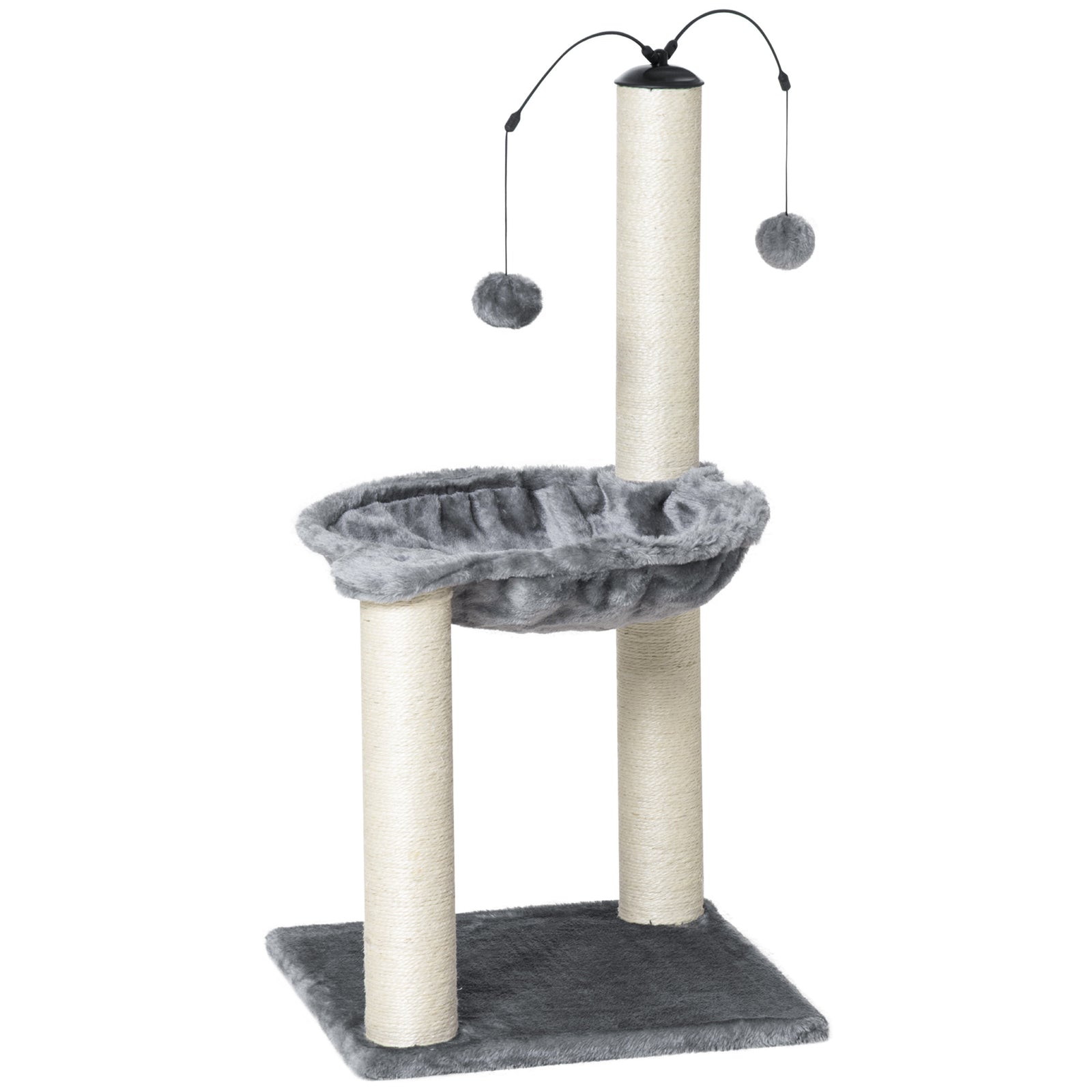 83cm Cat Tree Tower W/ Sisal Scratching Post Hammock Toy Ball - Grey