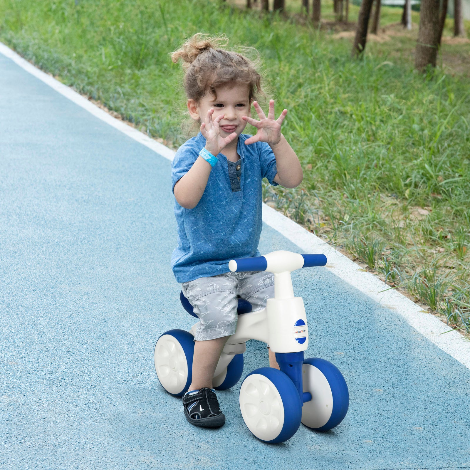 Baby Balance Bike W/anti-slip Handlebars (blue)