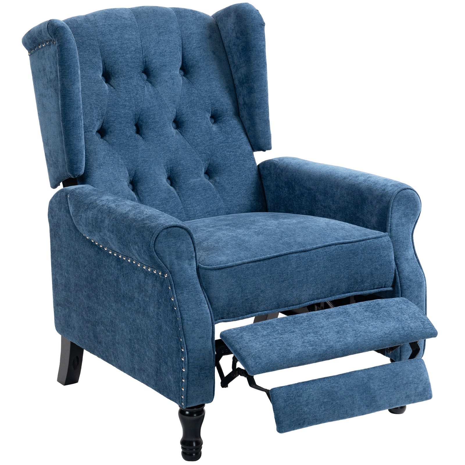 Manual Reclining Armchair Recliner With Footrest Royal Blue