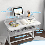 Height Adjustable Kids Desk And Chair Set W/ Tilted Desktop | Gray