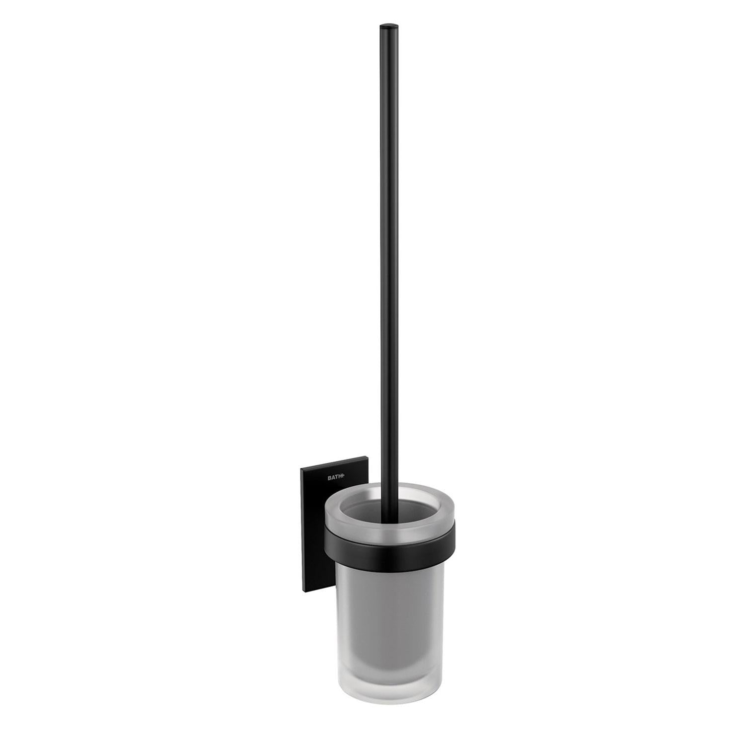 Wall-mounted Toilet Brush, Self-adhesive, Black, Compact Stick Collection