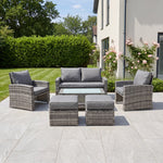 Dovera 6 Seat Rattan Patio Set | Grey