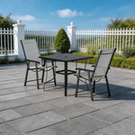 3-pieces Patio Dining Sets Metal Slatted Coffee Table With Foldable Chairs