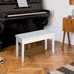 Classic Piano Bench Padded Seat Makeup Stool Solid Wood | One Size | White