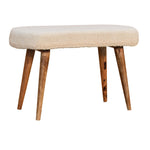 Solid Wood Cream Boucle Nordic Bench