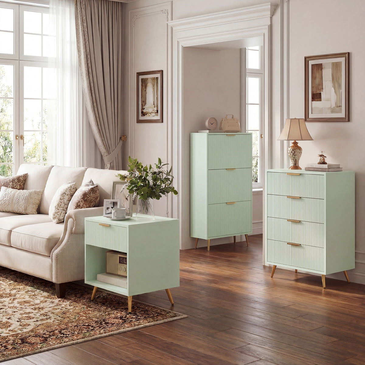 HOMCOM Narrow Shoe Cabinet With Flip Drawers