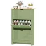 18-shoe Storage Cabinet 6 Shelves 3 Drawers Tabletop High | Green