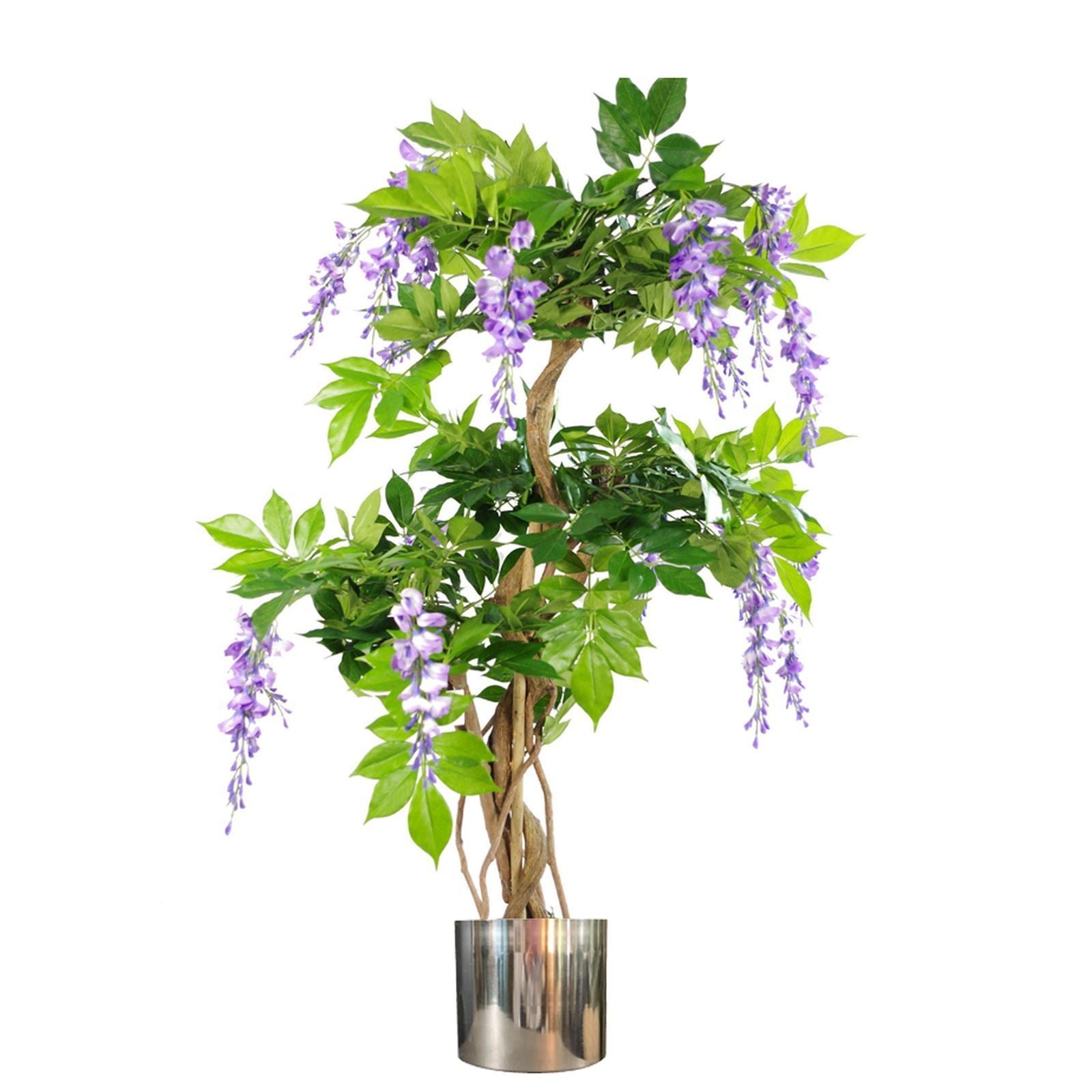 Artificial 110cm Purple Wisteria Tree With Silver Planter