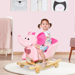 2-in-1 Baby Rocking Horse Ride On Elephant W/ Wheels Music | Pink