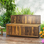 Wood Storage Bench For Patio, Outdoor Garden Seating | Brown