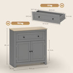 Sideboard Storage Cabinet With Adjustable Shelf, Drawer | Grey
