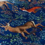 Fox And Deer Navy 200 Thread Count Cotton Rich Reversible Duvet Cover Set | King | Navy Blue