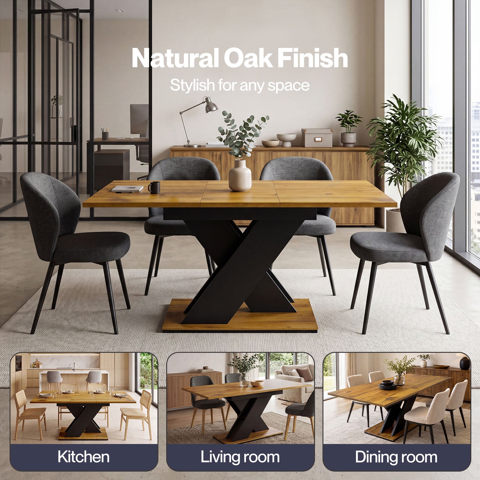 Extendable Dining Table Modern Extending Kitchen Dining Table 120-160cm