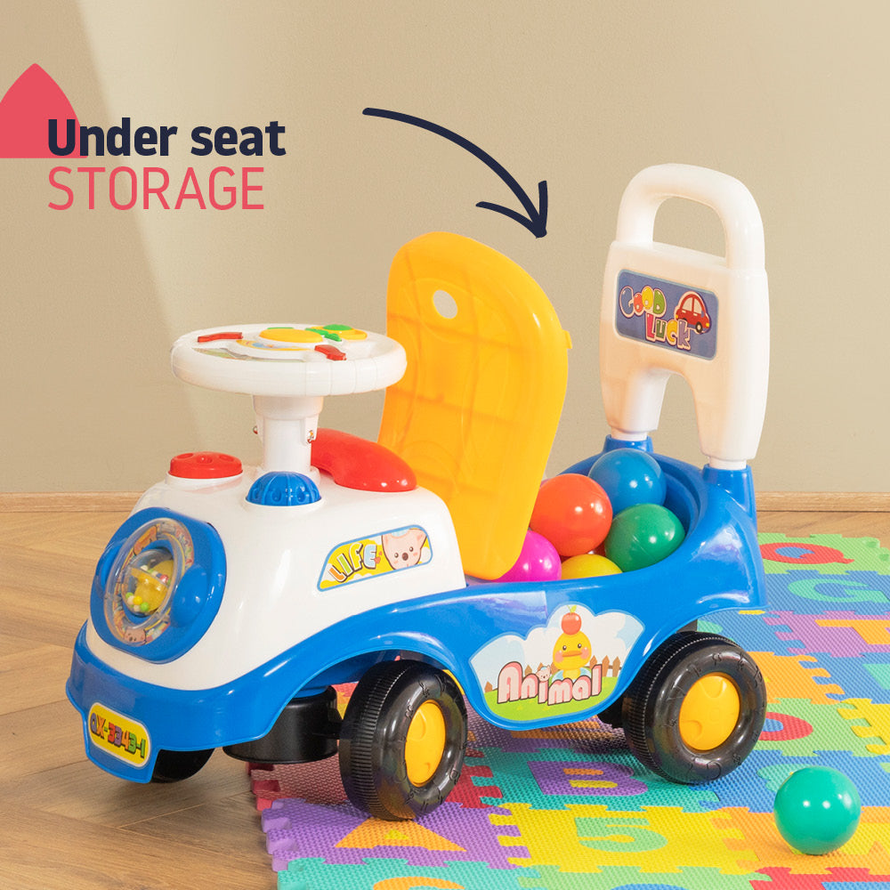 Baby Ride On Push Along Car With Steering Wheel And Horn | Blue