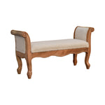Solid Wood Cream Boucle French Style Bench