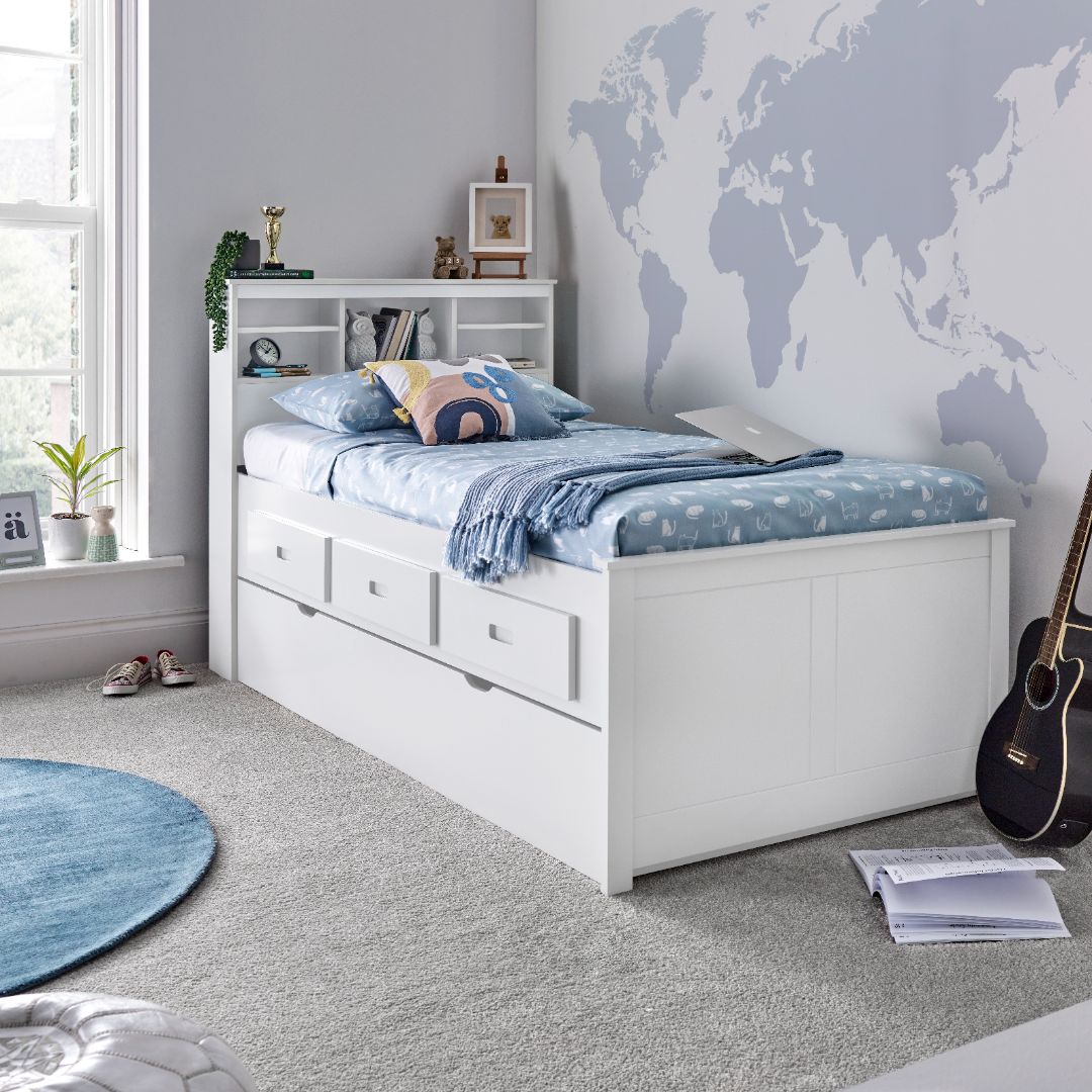 Veera Guest Bed With Drawers No Trundle | Single | White