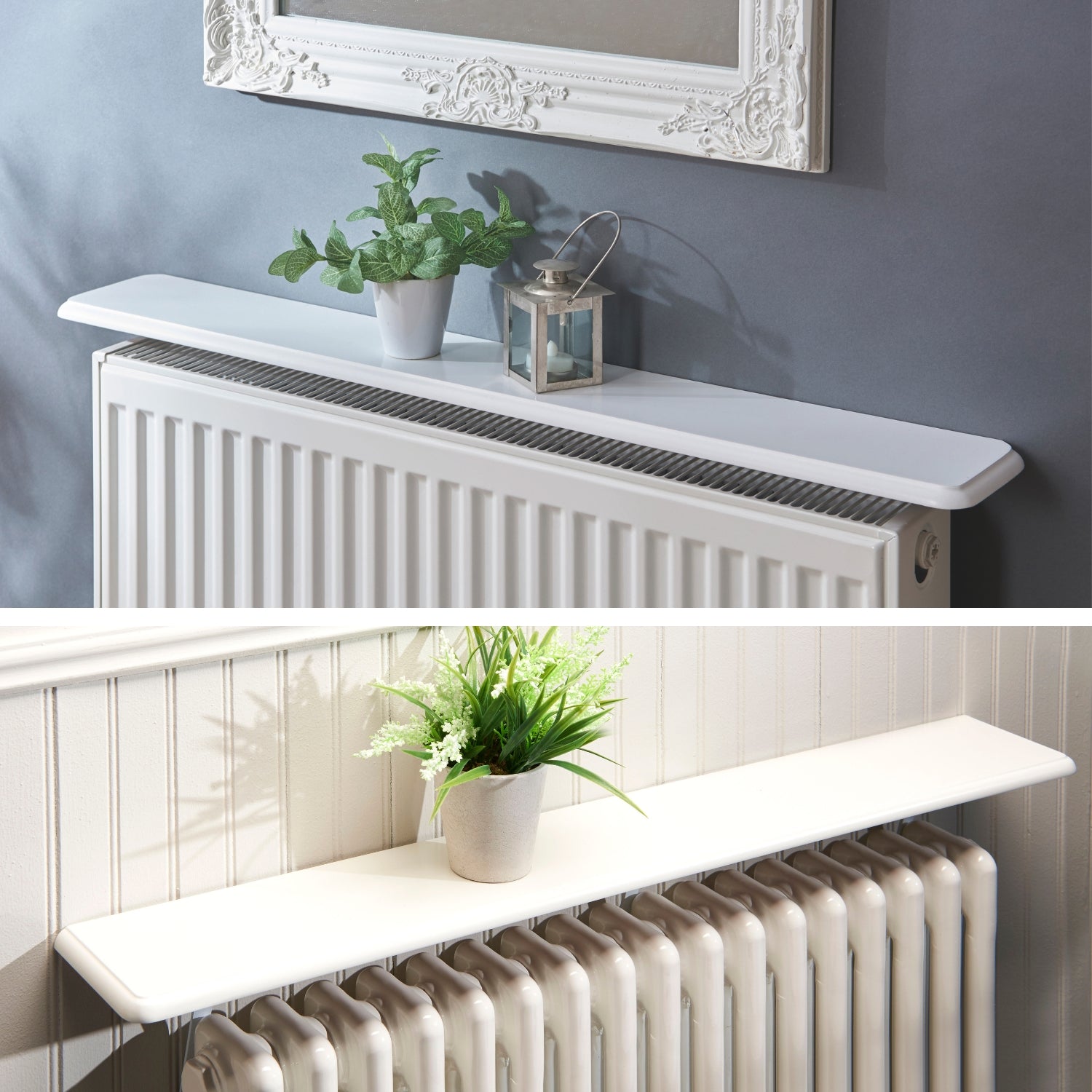 Radiator Shelf 36" (91cm) Painted White Finish, Heat Reflecting No Drilling Needed