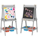 Aiyaplay Double Sided Art Easel For Kids With Paper Roll