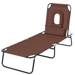 Garden Sun Lounger Folding Recliner Chair | Set of 1 | Brown
