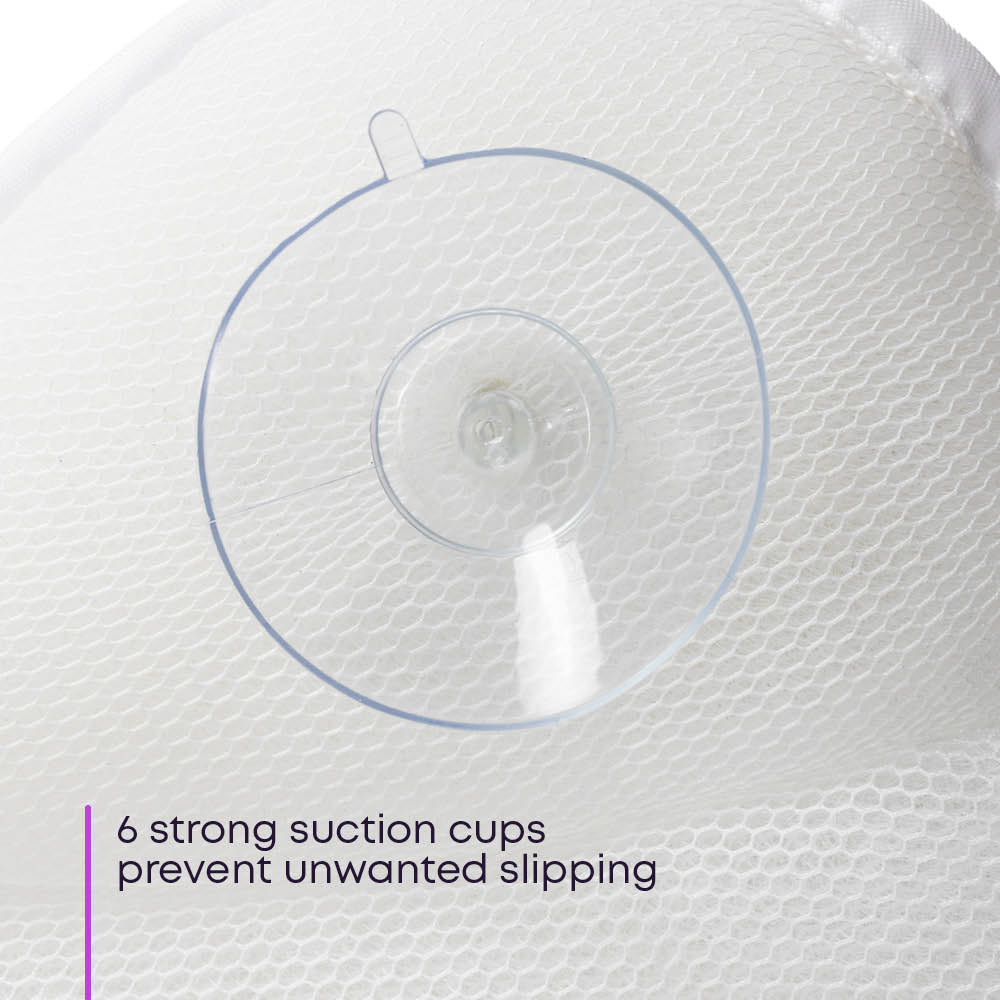 3d Mesh Bath Pillow Head Neck Support With Hanging Hook White