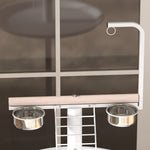 Pawhut Bird Table With Four Wheels, Perches, Stainless Steel Bowls, Round Tray