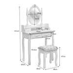 4 Drawers Dressing Table With Mirror & Stool Set