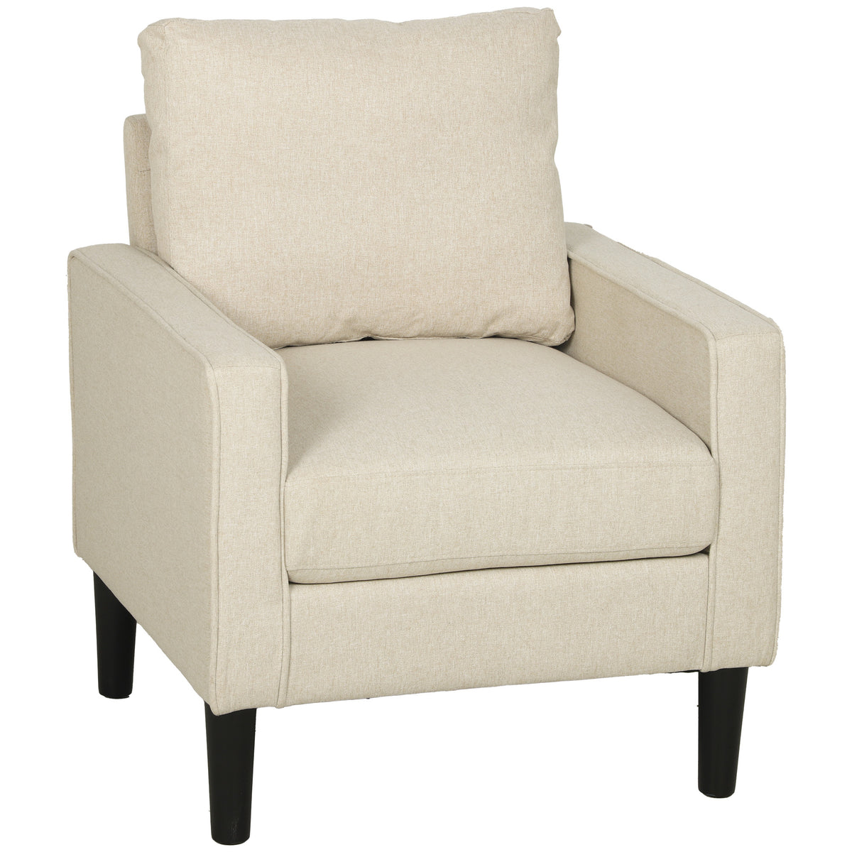 Removable Pillow Linen Accent Chair | Cream