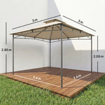  3 X 3 M Gazebo, Outdoor Gazebo Canopy With 2-tier Roof | Khaki