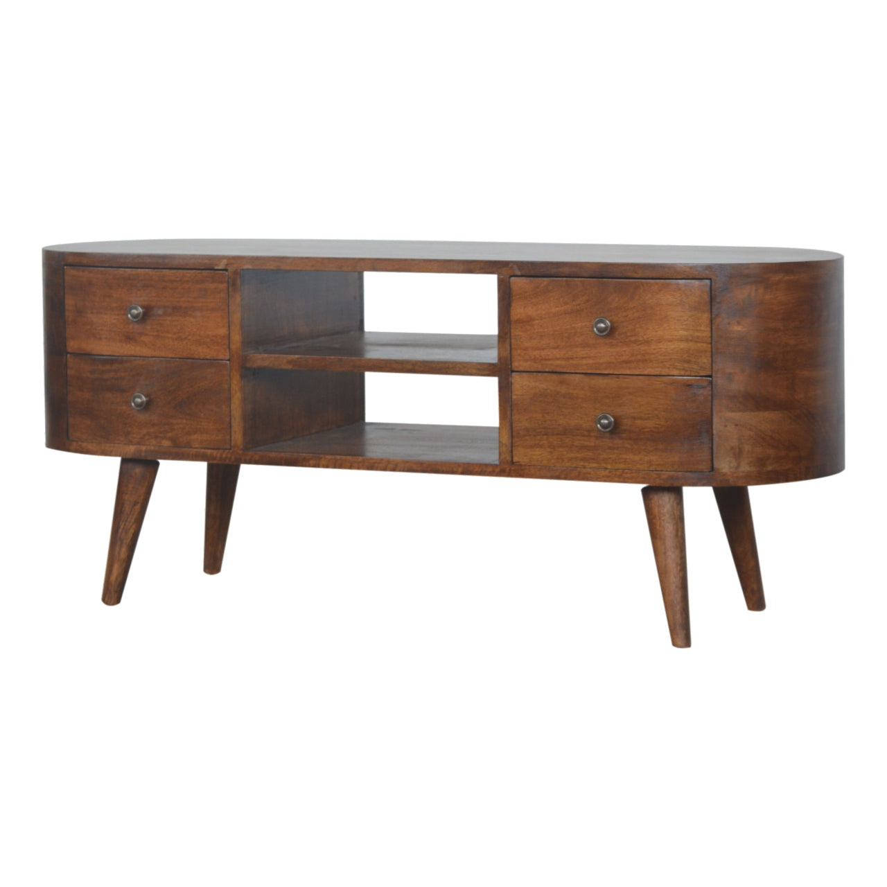 Solid Wood Chestnut Rounded Entertainment Unit