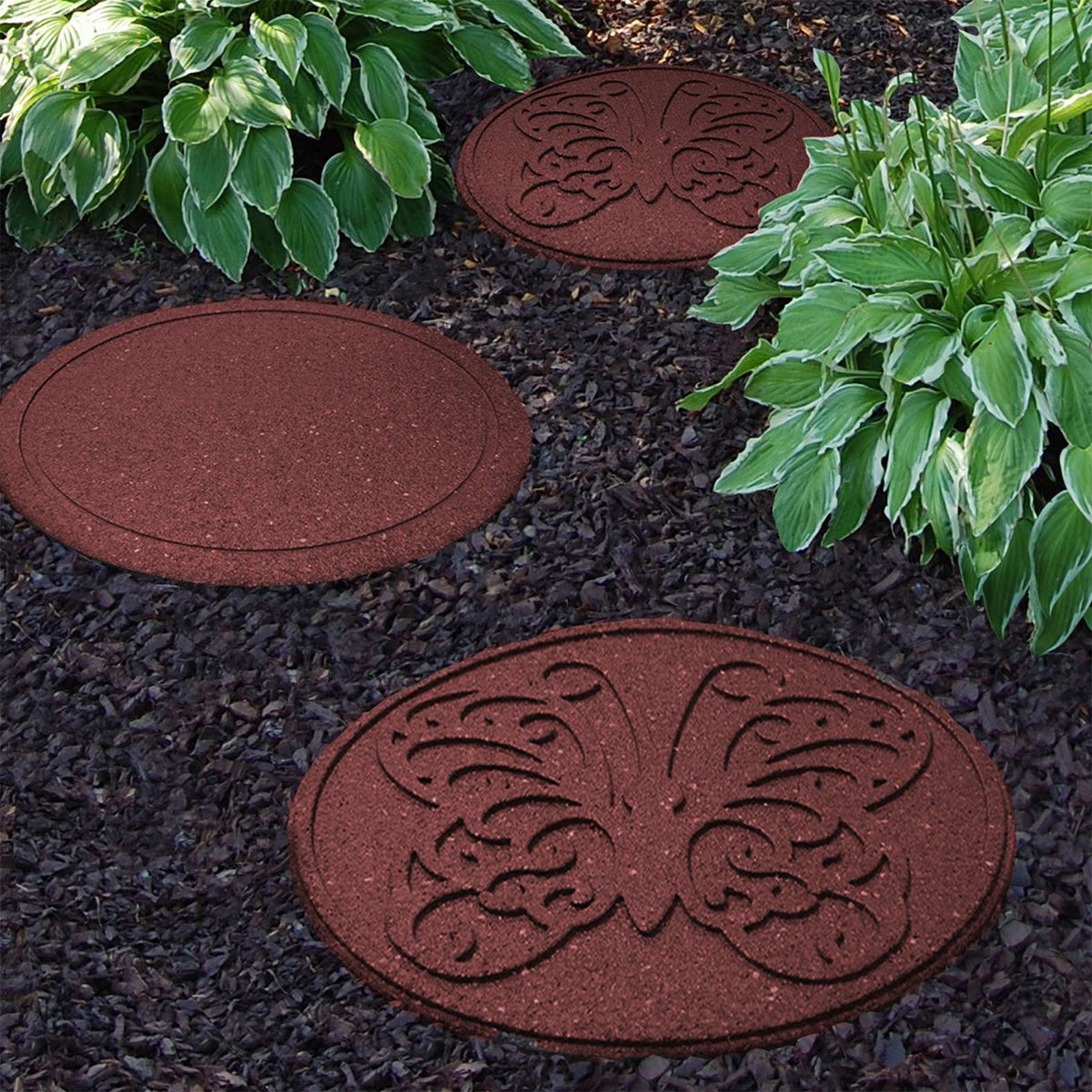 Recycled rubber Reversible Stepping Stone - Butterfly | Set of 4 | Terracotta