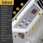 Electric Panel Heater White  Wall Mounted & Free Standing Glass Room Radiator With  Timer Thermostat Control Lot 20 | 1000w | White