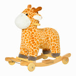 2-in-1 Kids Plush Ride-on Rocking Gliding Horse Giraffe-shaped Yellow